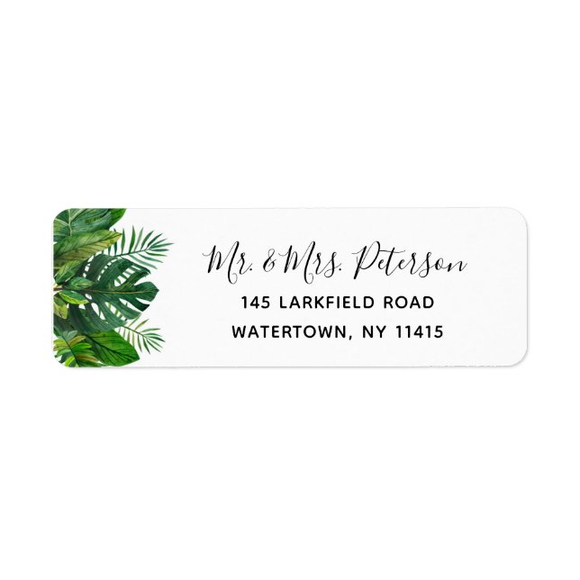 Tropical Leaves Return Address Labels (Front)