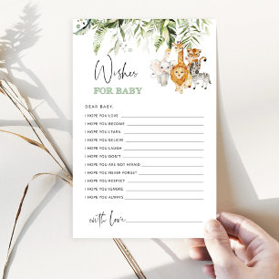 Tropical leaves safari animals wishes for baby