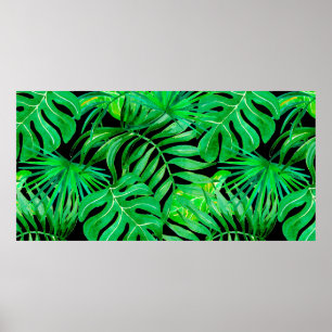 Tropical leaves seamless patern poster