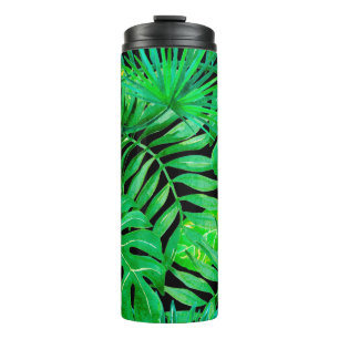 Tropical leaves seamless patern thermal tumbler