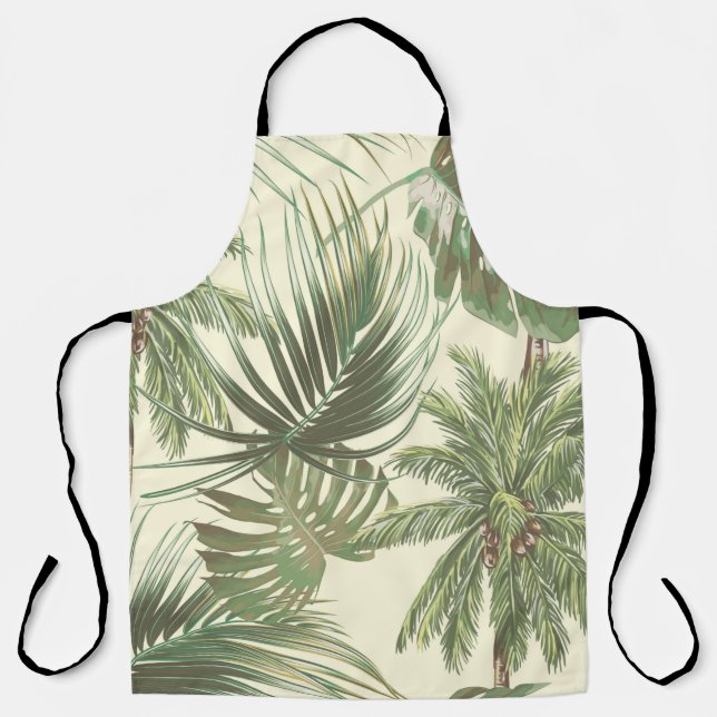 Tropical leaves seamless pattern apron (Front)