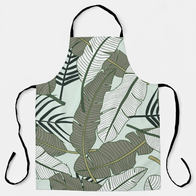 Tropical leaves seamless pattern  apron (Front)