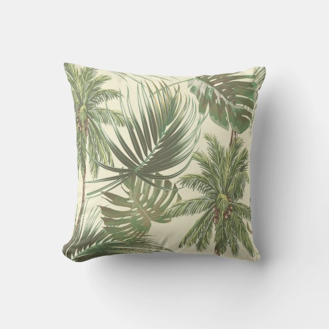 Tropical leaves seamless pattern cushion (Front)