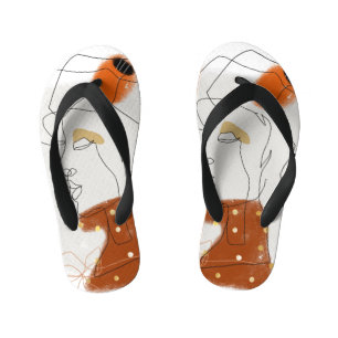 Tropical Leaves, Seamless Pattern Design. Kid's Jandals