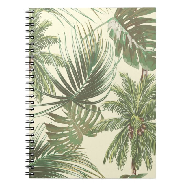 Tropical leaves seamless pattern notebook (Front)