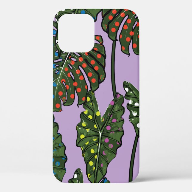 Tropical leaves seamless pattern on colourful pop  Case-Mate iPhone case (Back)