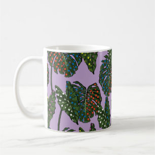 Tropical leaves seamless pattern on colourful pop coffee mug