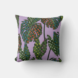 Tropical leaves seamless pattern on colourful pop  cushion