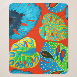 Tropical leaves seamless pattern sherpa blanket