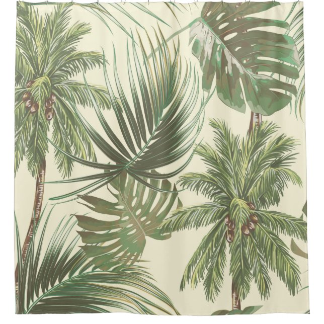 Tropical leaves seamless pattern shower curtain (Front)