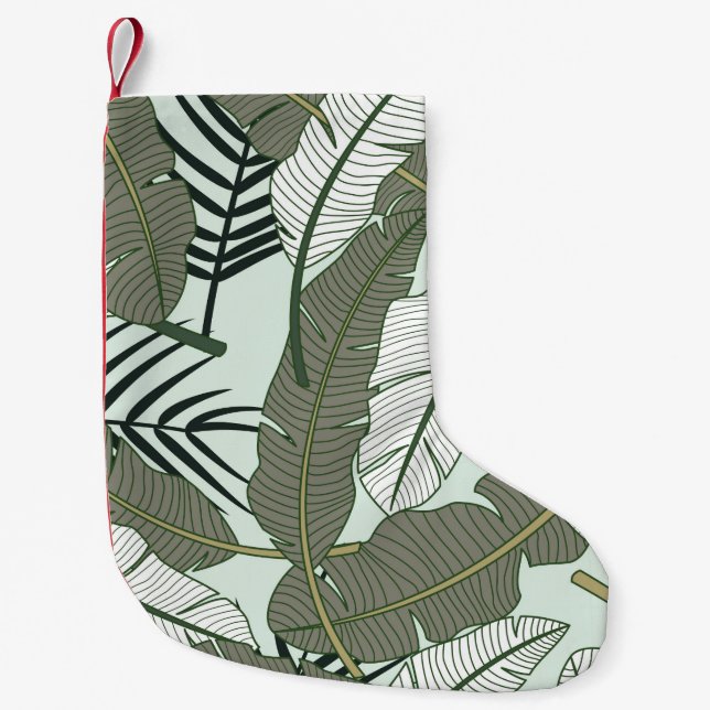 Tropical leaves seamless pattern  small christmas stocking (Front)