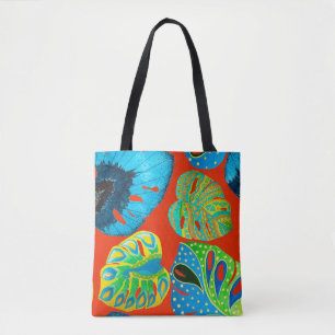 Tropical leaves seamless pattern tote bag