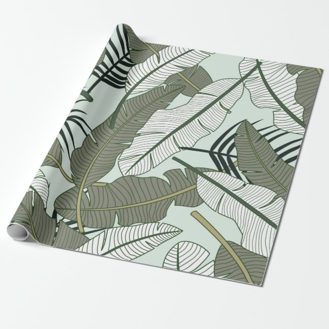 Tropical leaves seamless pattern  wrapping paper (Unrolled)