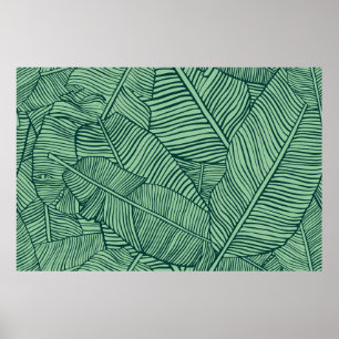 Tropical leaves. Seamless texture with banana leaf Poster