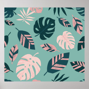 Tropical Leaves: Seamless Vintage Pattern. Poster