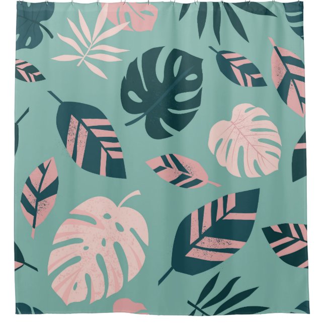 Tropical Leaves: Seamless Vintage Pattern. Shower Curtain (Front)