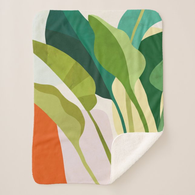 Tropical Leaves Sherpa Blanket (Front)
