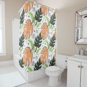 tropical leaves shower curtain