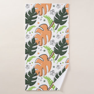 tropical leaves shower curtain bath towel
