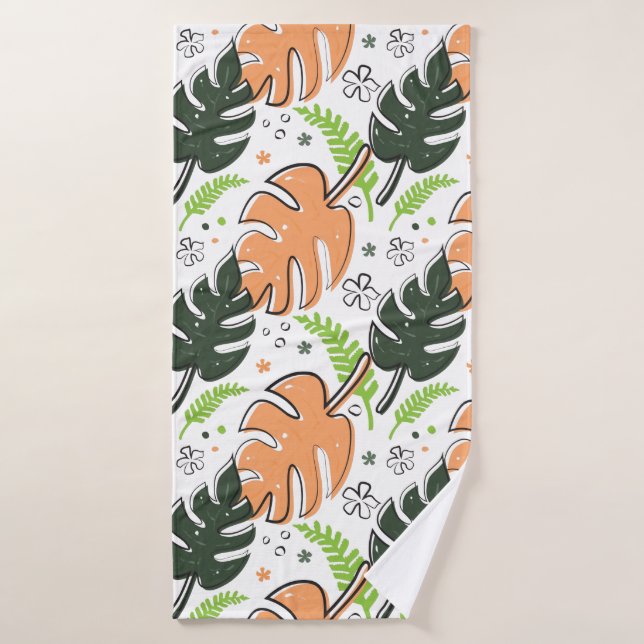 tropical leaves shower curtain bath towel (Bath Towel)