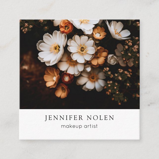 Tropical leaves square business card (Front)