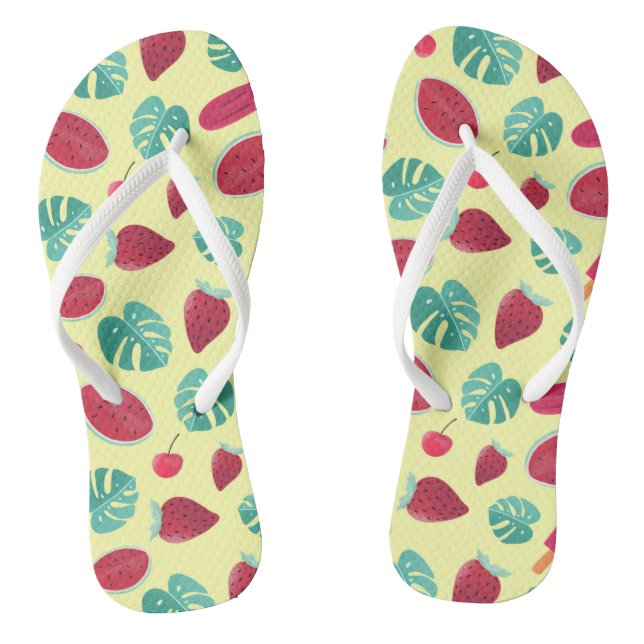 Tropical Leaves Summer Fruit Holiday Pattern Jandals (Footbed)