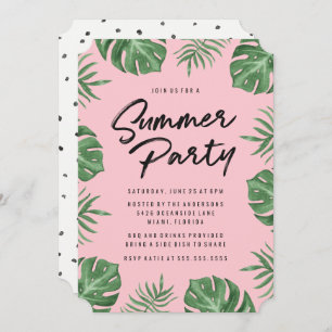 Tropical Leaves Summer Party Invitation