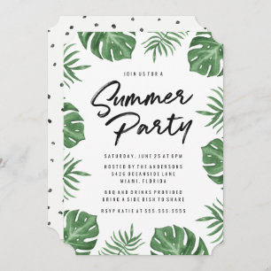 Tropical Leaves   Summer Party Invitation