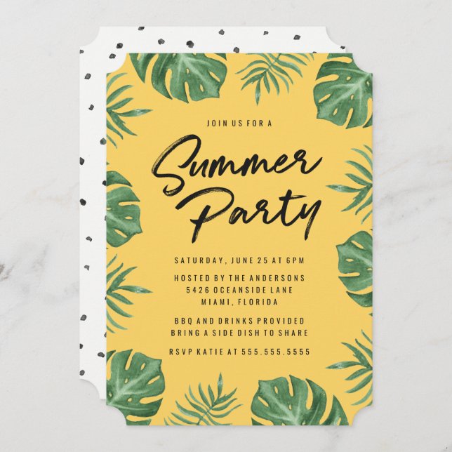 Tropical Leaves | Summer Party Invitation (Front/Back)
