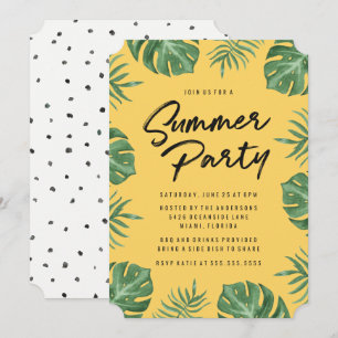 Tropical Leaves Summer Party Invitation