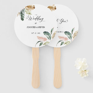 Tropical Leaves Summer Wedding Welcome Hand Fan