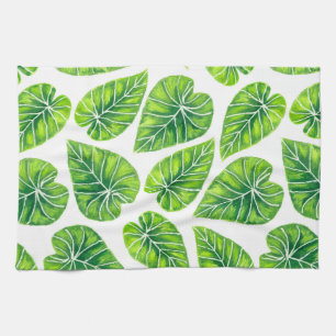 Tropical leaves tea towel