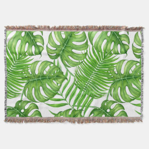 Tropical leaves throw blanket