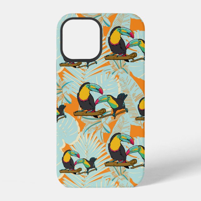 Tropical leaves toucan seamless Pattern iPhone Case (Back)