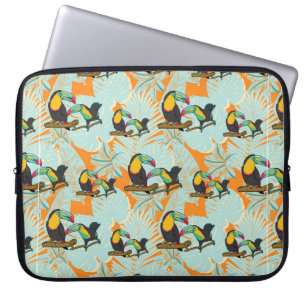 Tropical leaves toucan seamless Pattern Laptop Sleeve