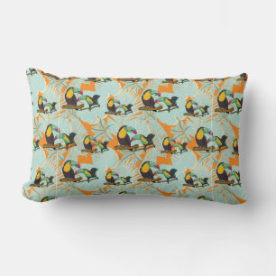 Tropical leaves toucan seamless Pattern Lumbar Cushion