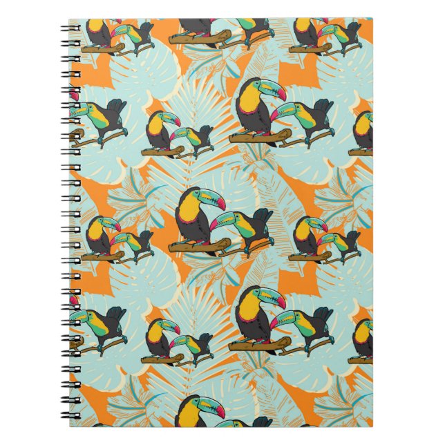 Tropical leaves toucan seamless Pattern Notebook (Front)