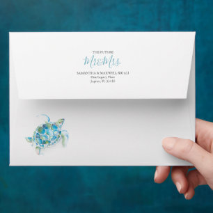 Tropical Leaves & Turtle Return Address Envelopes