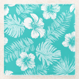 Tropical Leaves: Vintage Plant Pattern Glass Coaster
