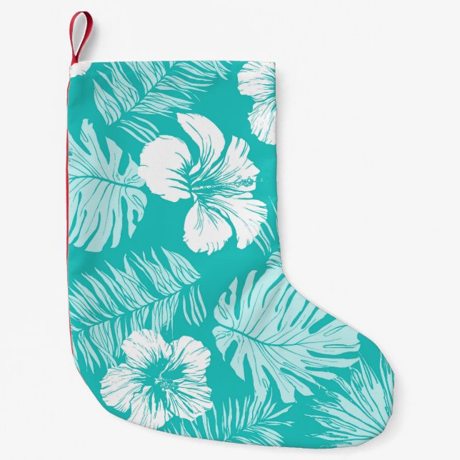 Tropical Leaves: Vintage Plant Pattern Small Christmas Stocking (Front)