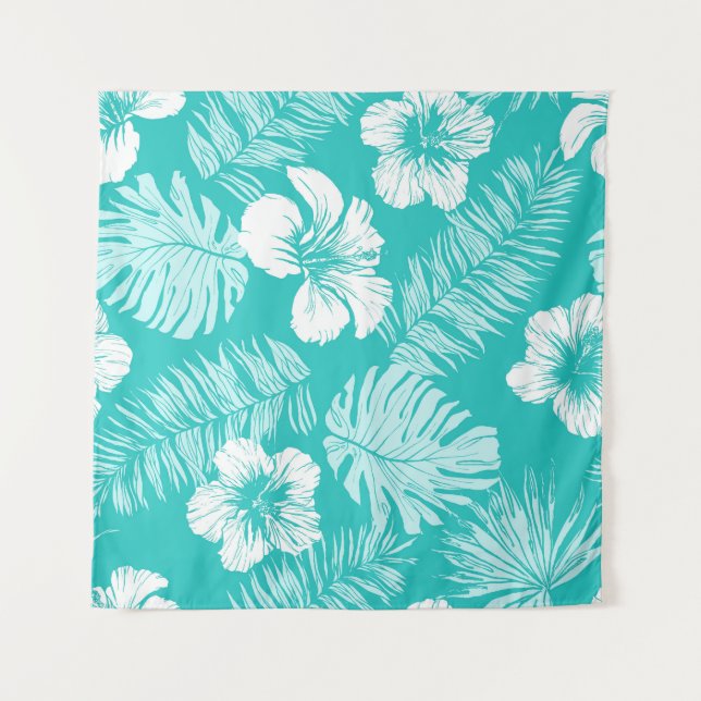 Tropical Leaves: Vintage Plant Pattern Tapestry (Front)