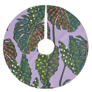 Tropical leaves: vintage polka dot. brushed polyester tree skirt