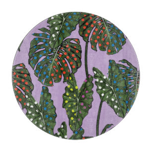 Tropical leaves: vintage polka dot. cutting board