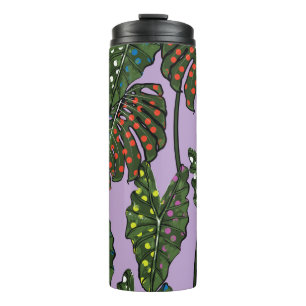Tropical leaves: vintage polka dot. thermal tumbler