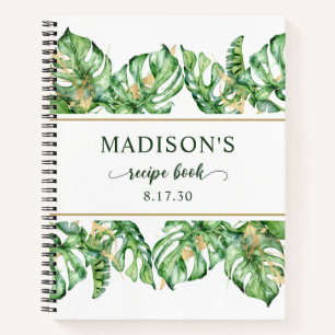 Tropical Leaves Watercolor Recipe Book