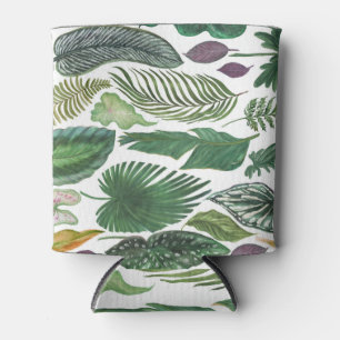 Tropical leaves: watercolor seamless background can cooler