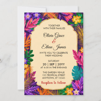 Tropical Leaves Wedding Invitation 