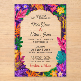 Tropical Leaves Wedding Invitation 