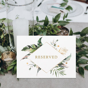 Tropical Leaves Wedding Reserved Table Sign