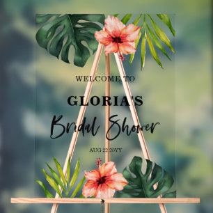 Tropical Leaves Wedding  Welcome  Acrylic Sign